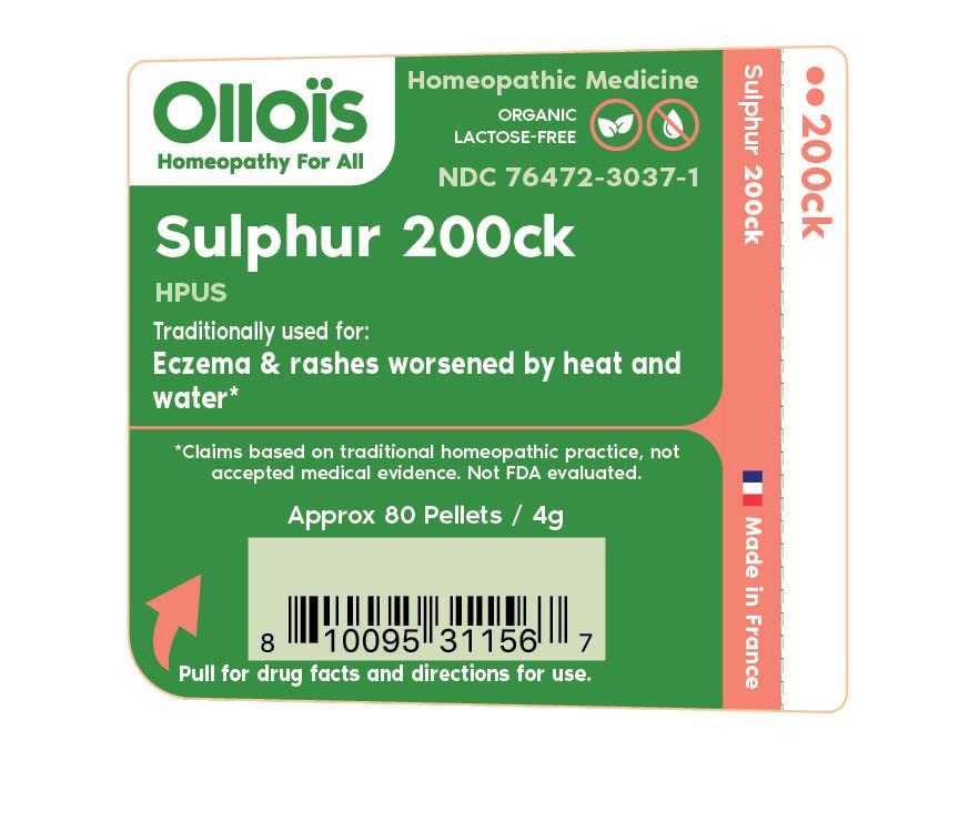 OLLOIS Sulphur 200ck bottle label showing 80 pellets