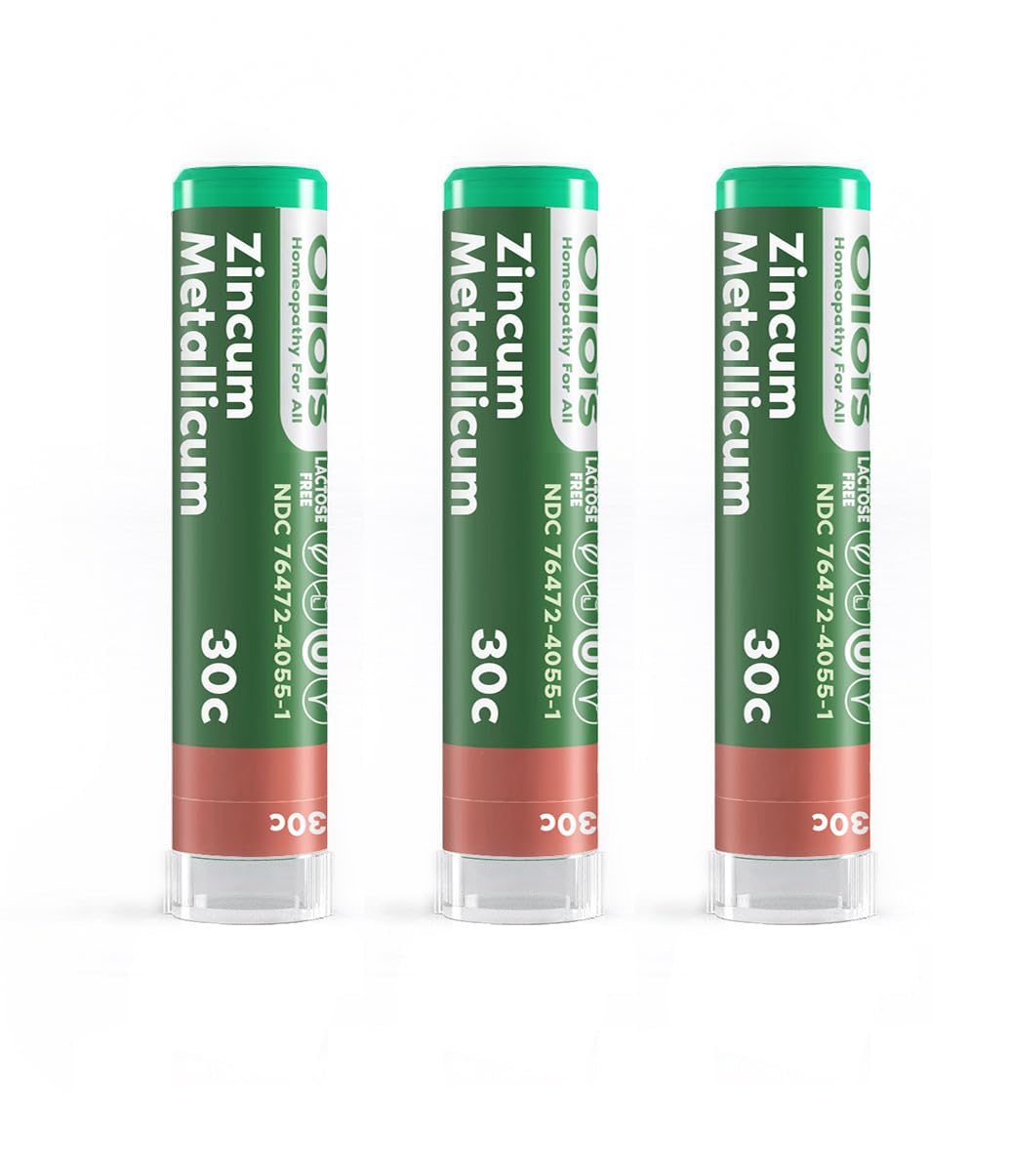 Front view of OLLOIS Zincum Metallicum 30c Organic Homeopathic Medicine packaging (Pack of 3)