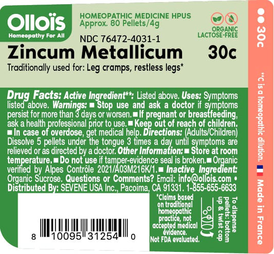 Close-up of Zincum Metallicum pellets inside a bottle