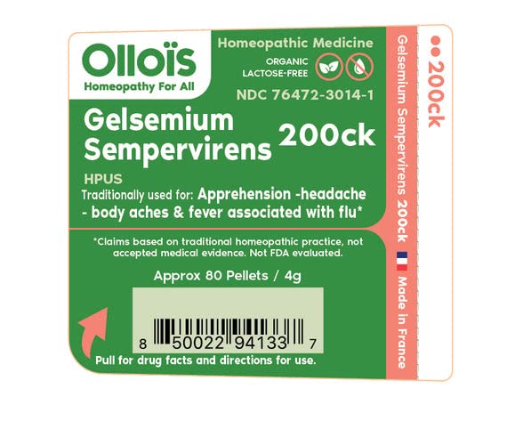 OLLOIS Gelsemium Sempervirens 200ck label showing Organic, Lactose-Free and Gluten-Free