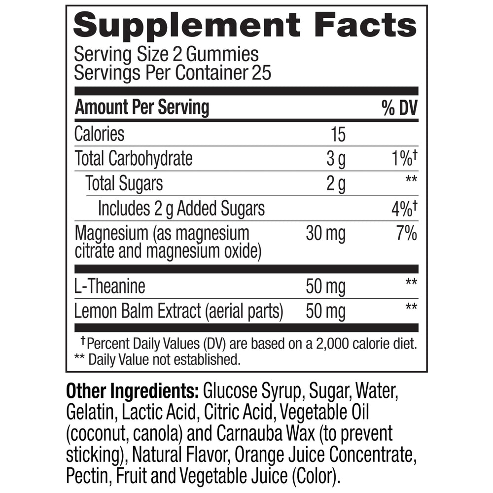 Ingredients list graphic for OLly Kids Chillax Gummies
