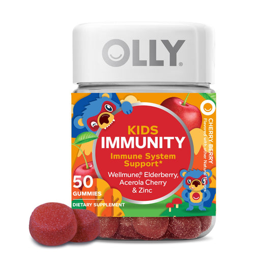 Front view of OLLY Kids Immunity Gummy bottle
