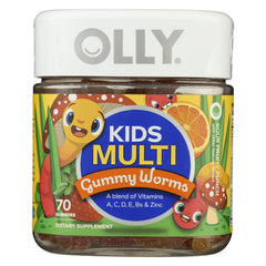 OLLY Kids Multivitamin Sour Fruit Punch Gummy Worms – 70 Count Bottle