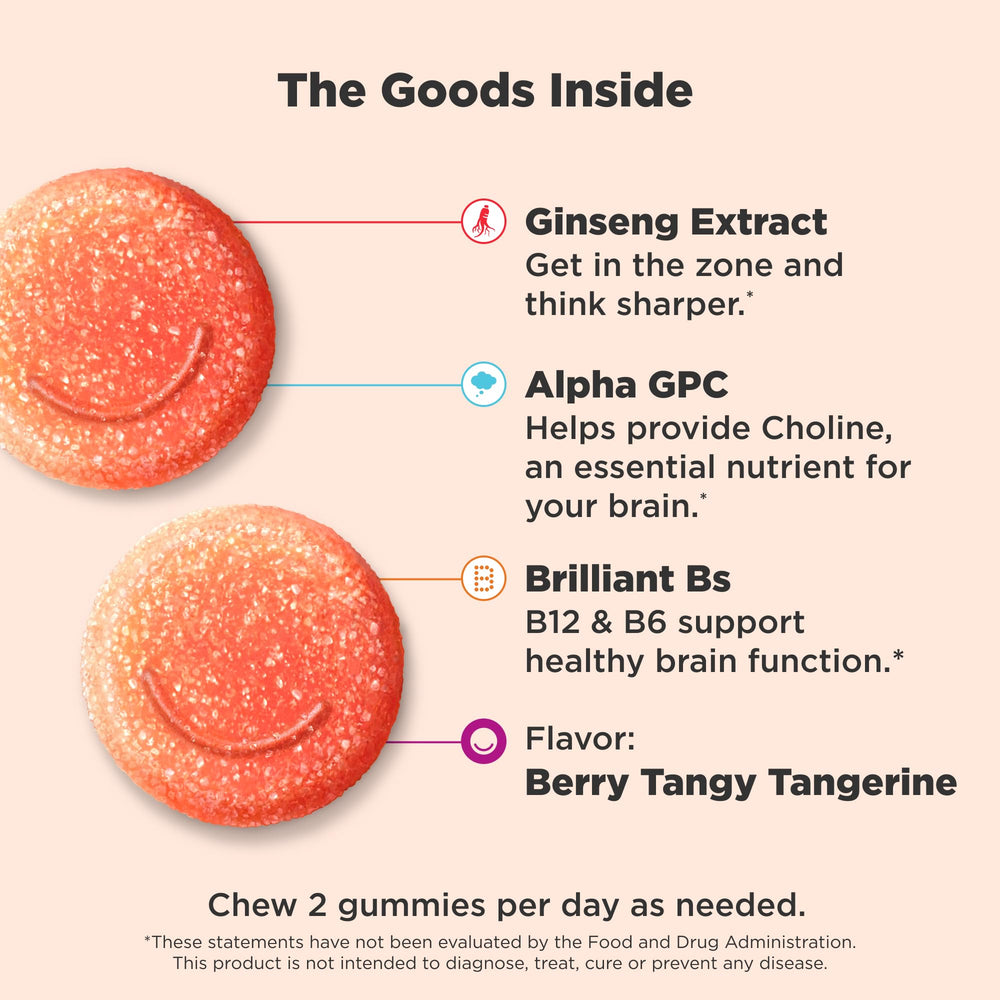 Alpha GPC ingredient label on OLLY Laser Focus gummies