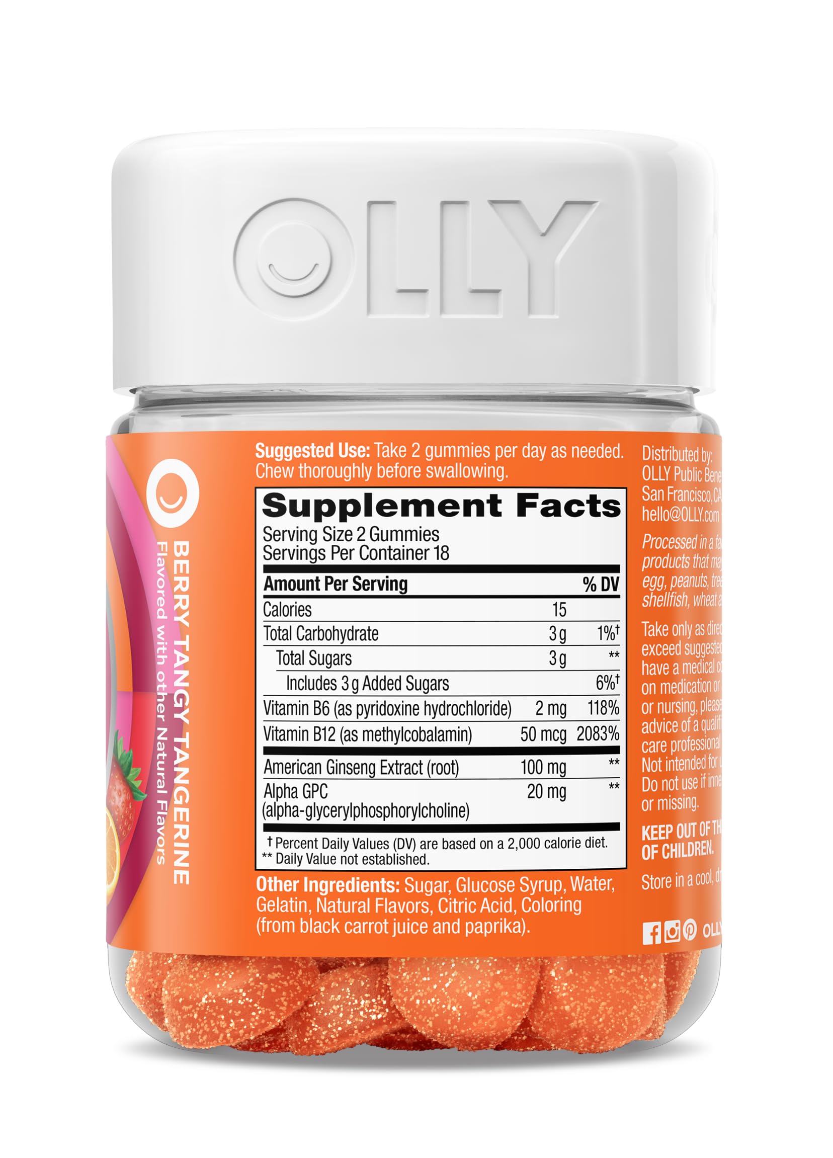 Berry Tangerine flavor close-up of OLLY gummies