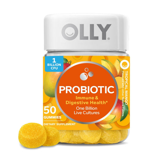 Main product image: OLLY Probiotic Gummy Tropical Mango bottle