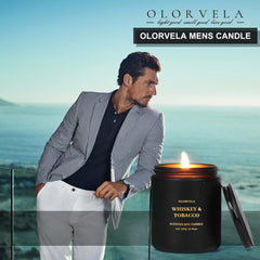 olorvela Summer Hill Amber Wood candle in black jar, gifting-ready design for occasions.
