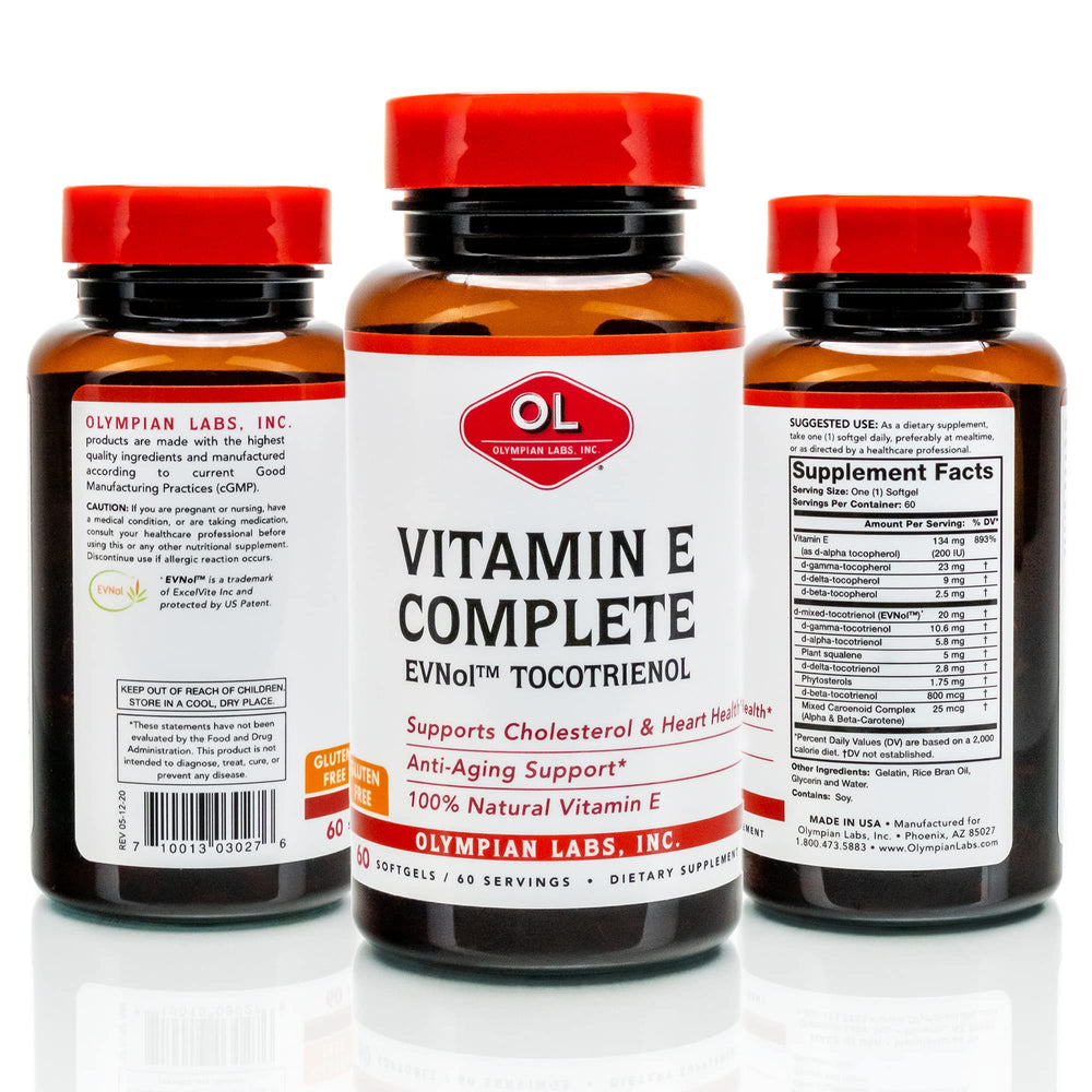 Front label of Olympian Labs Vitamin E Complete Tocomin 200IU