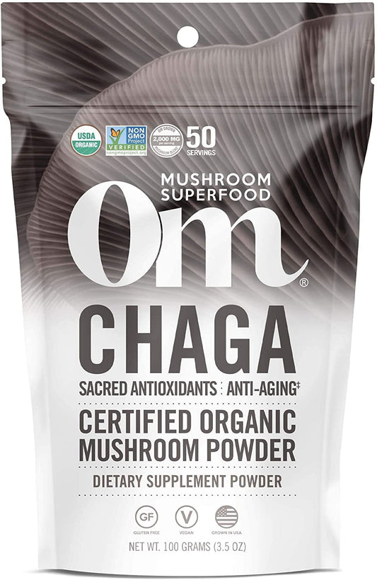 Om Mushroom Chaga Powder 3.5 oz – USA grown
