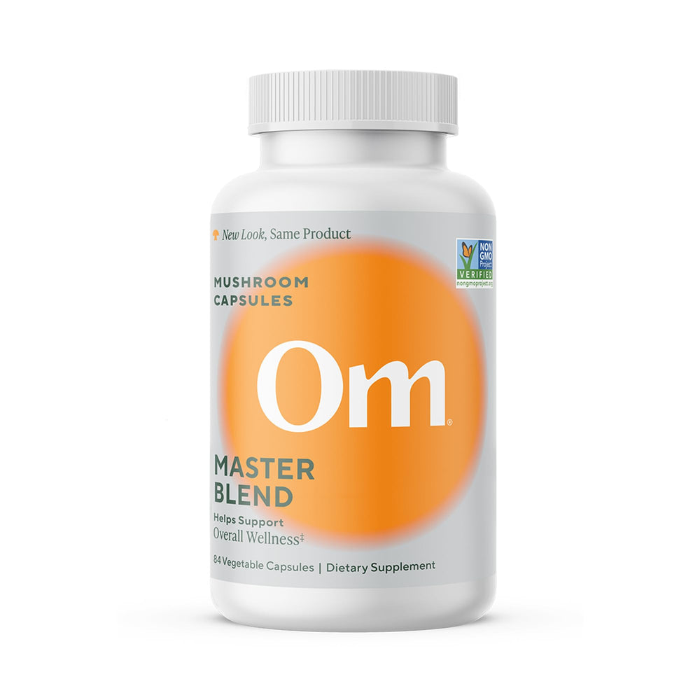 Om Master Blend Mushroom Capsules with 10 mushrooms and Ashwagandha — 84-count bottle