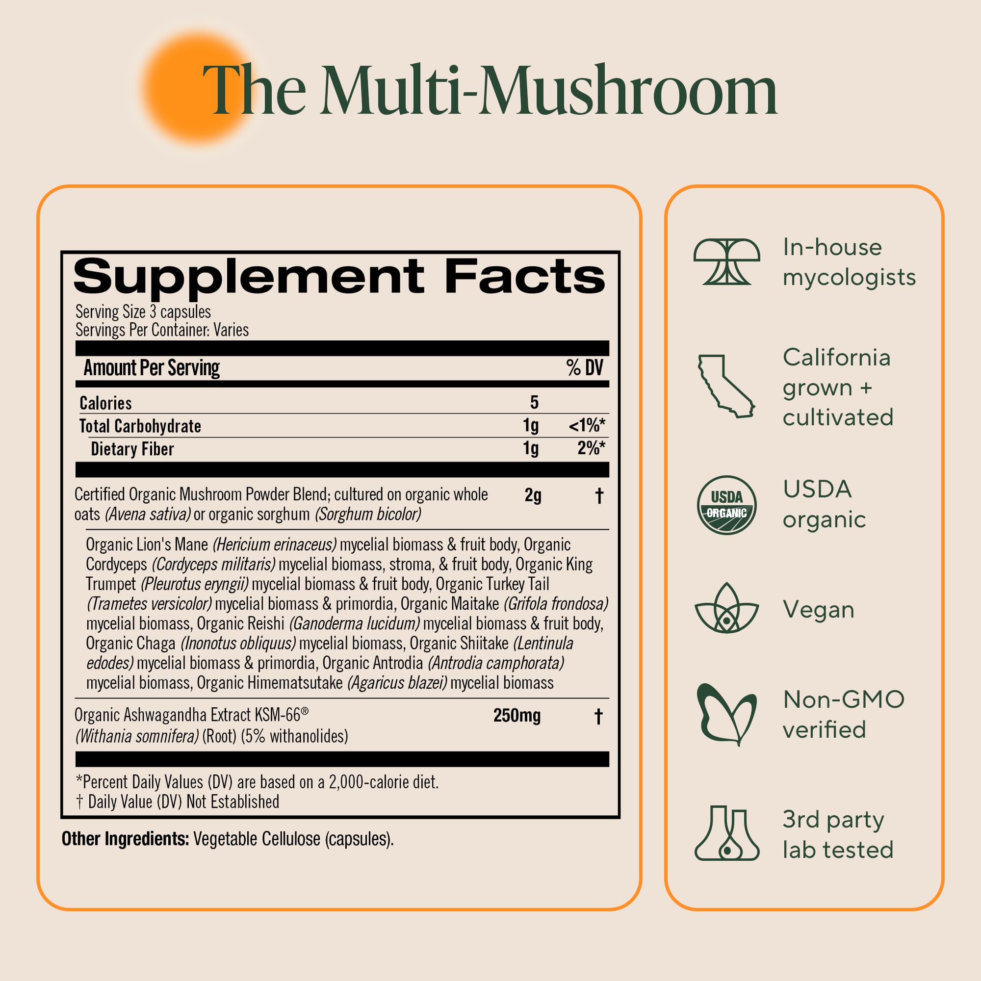 Immune support and 2,000 mg organic mushrooms per serving