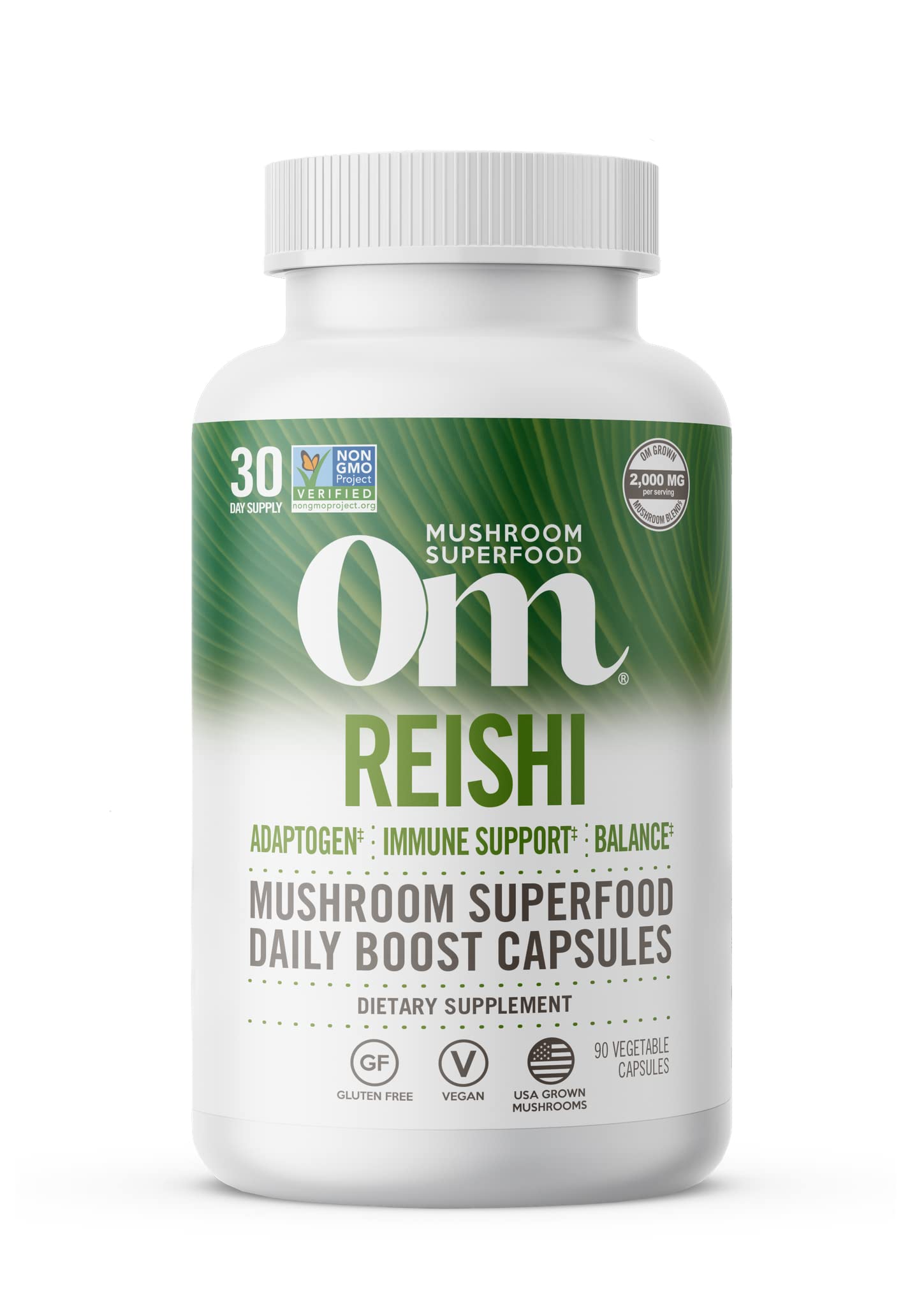 OM Mushroom Reishi Capsules bottle front view