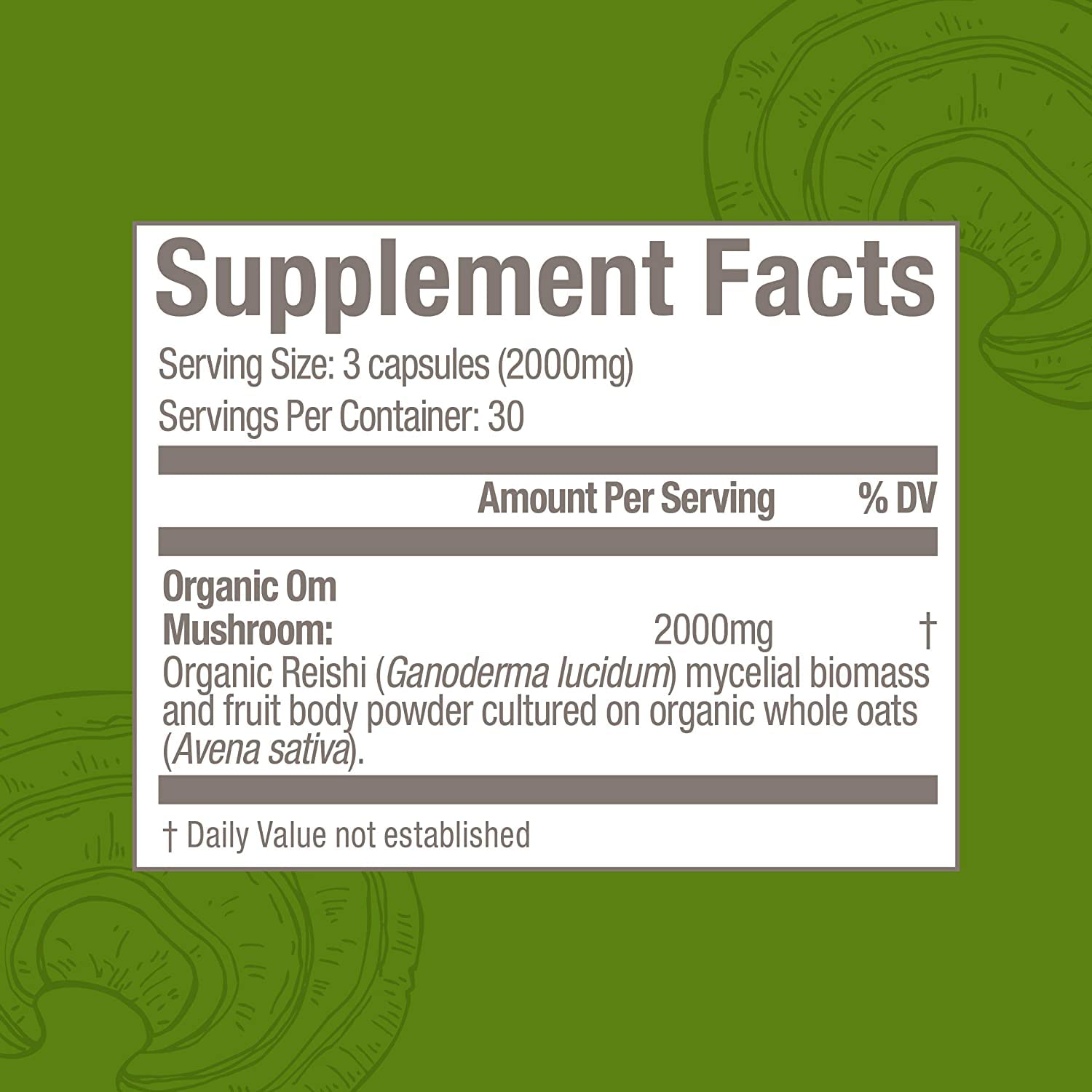 Organic Reishi mushroom powder capsules close-up