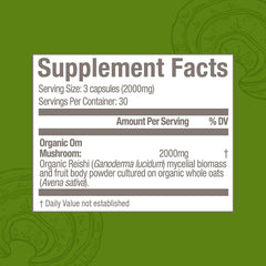 Organic Reishi mushroom powder capsules close-up