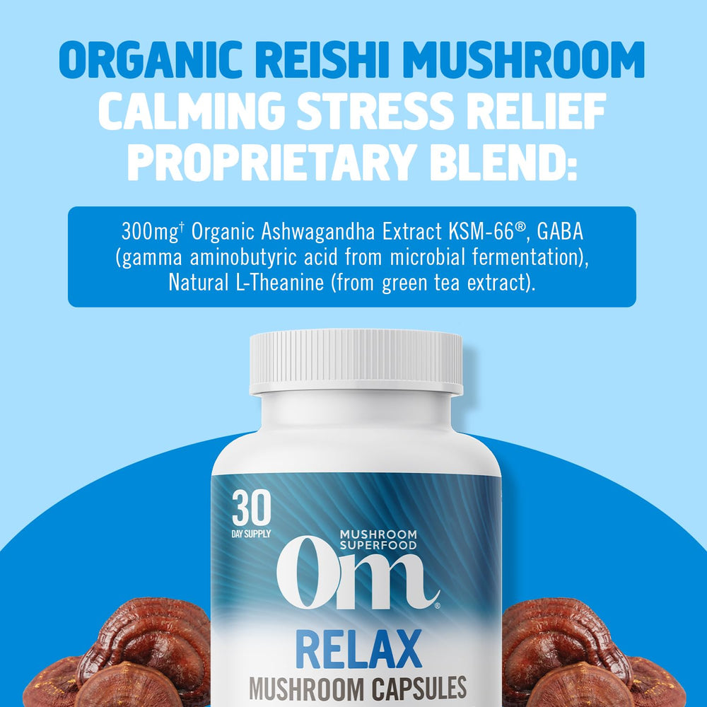 Close-up of GABA, L-Theanine and Magnesium as key ingredients in Relax capsules.