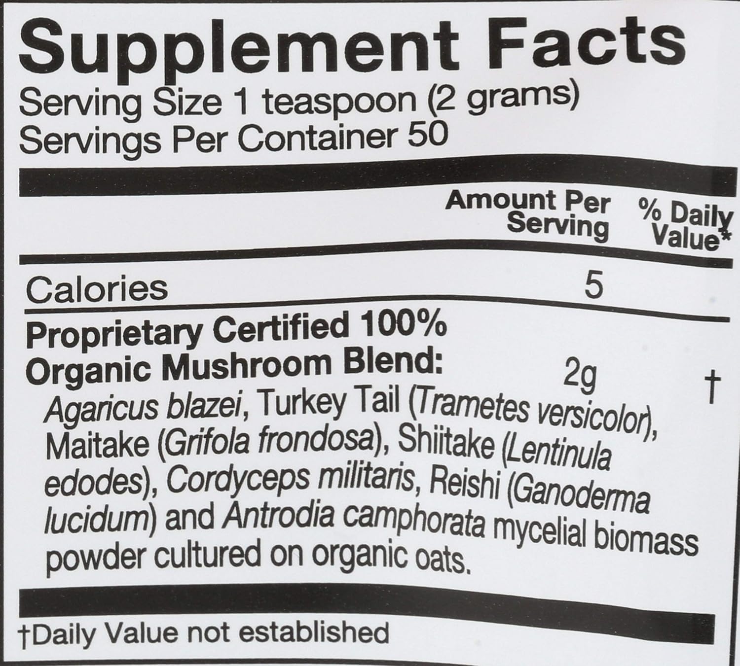 Serving suggestion showing powder with 50 servings per pouch