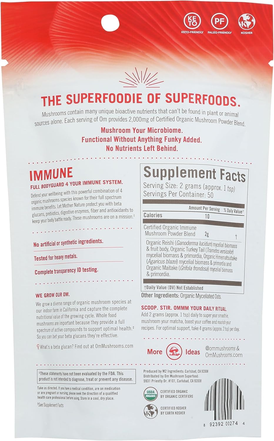 Seven-species Immune Blend ingredients including Reishi and Turkey Tail