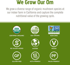 USDA Organic, Non-GMO, gluten-free, vegan icons on packaging