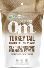 Front view of Om Mushroom Turkey Tail Organic Powder jar (3.5 oz)