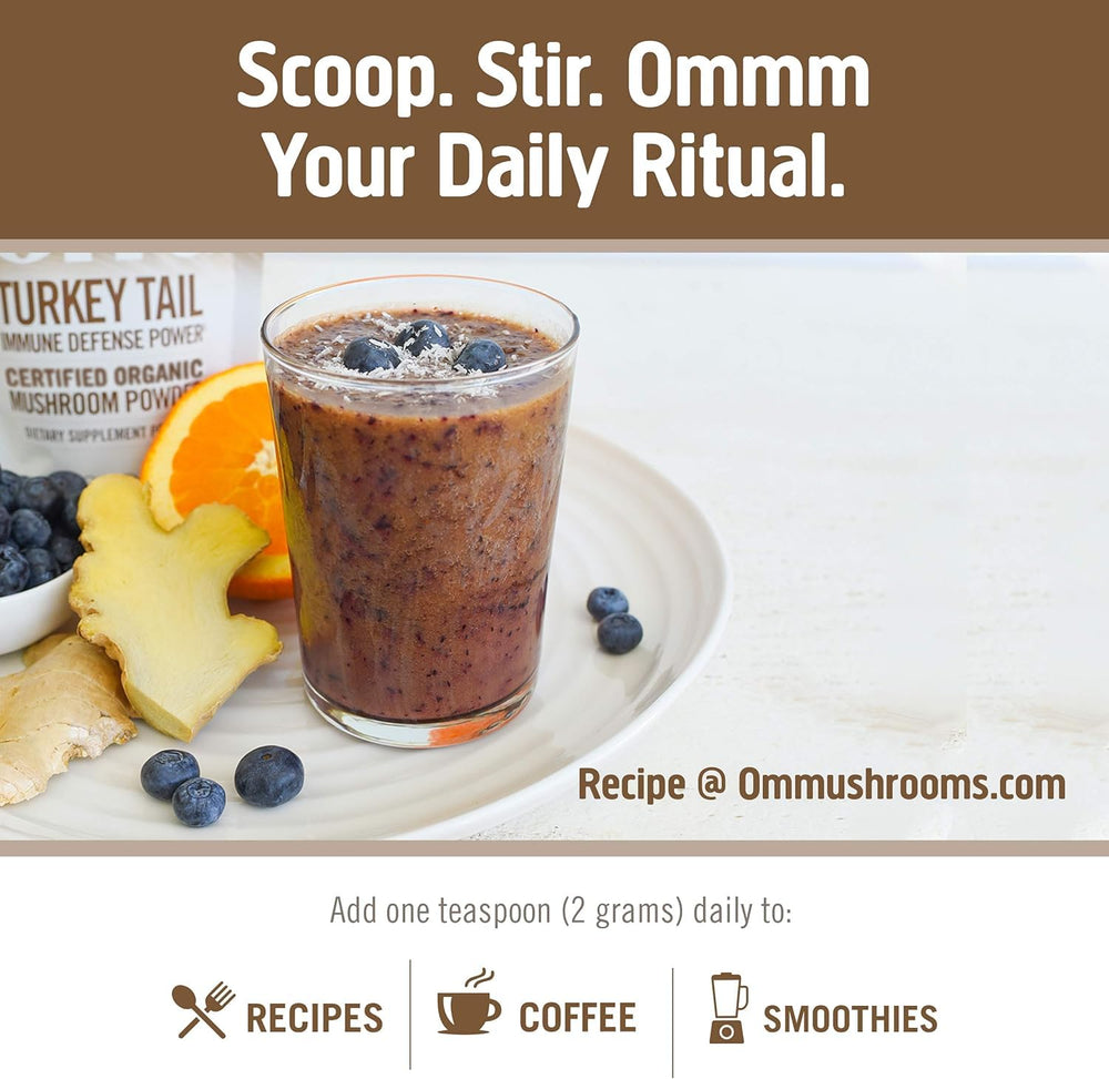 Open jar with powder and scoop ready for use