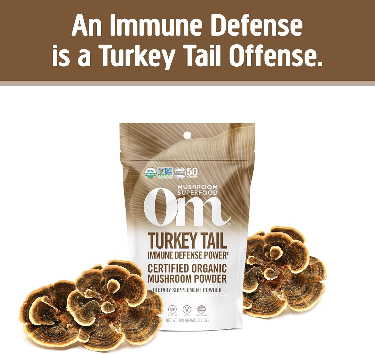 Close-up of Turkey Tail mushroom powder ingredients