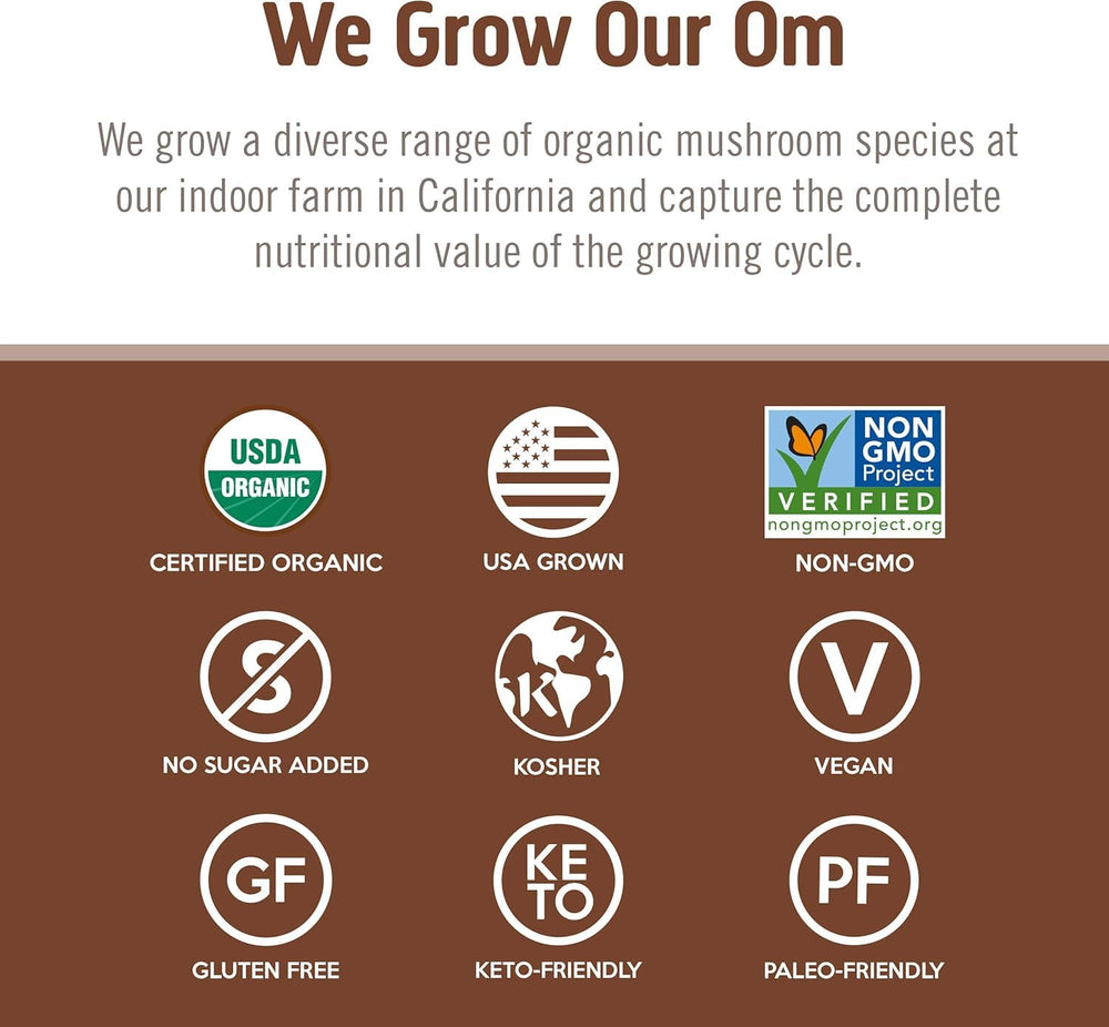 USDA Organic, Non-GMO, vegan certifications on packaging