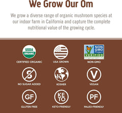 USDA Organic, Non-GMO, vegan certifications on packaging