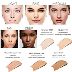 Omaky Phoera Foundation buff beige swatch blends seamlessly for a natural look.