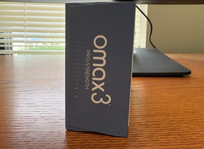 Omax3 branding with bottle and box