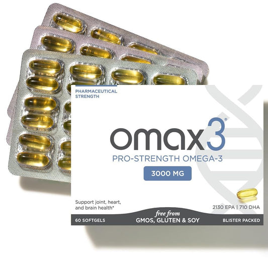 Close-up of translucent omega-3 softgel capsules