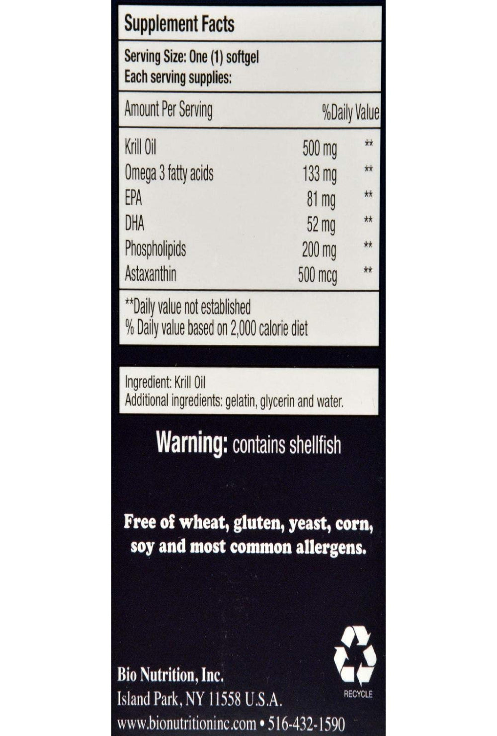 Omega-3-6-9 and astaxanthin from Bio Nutrition Krill Oil