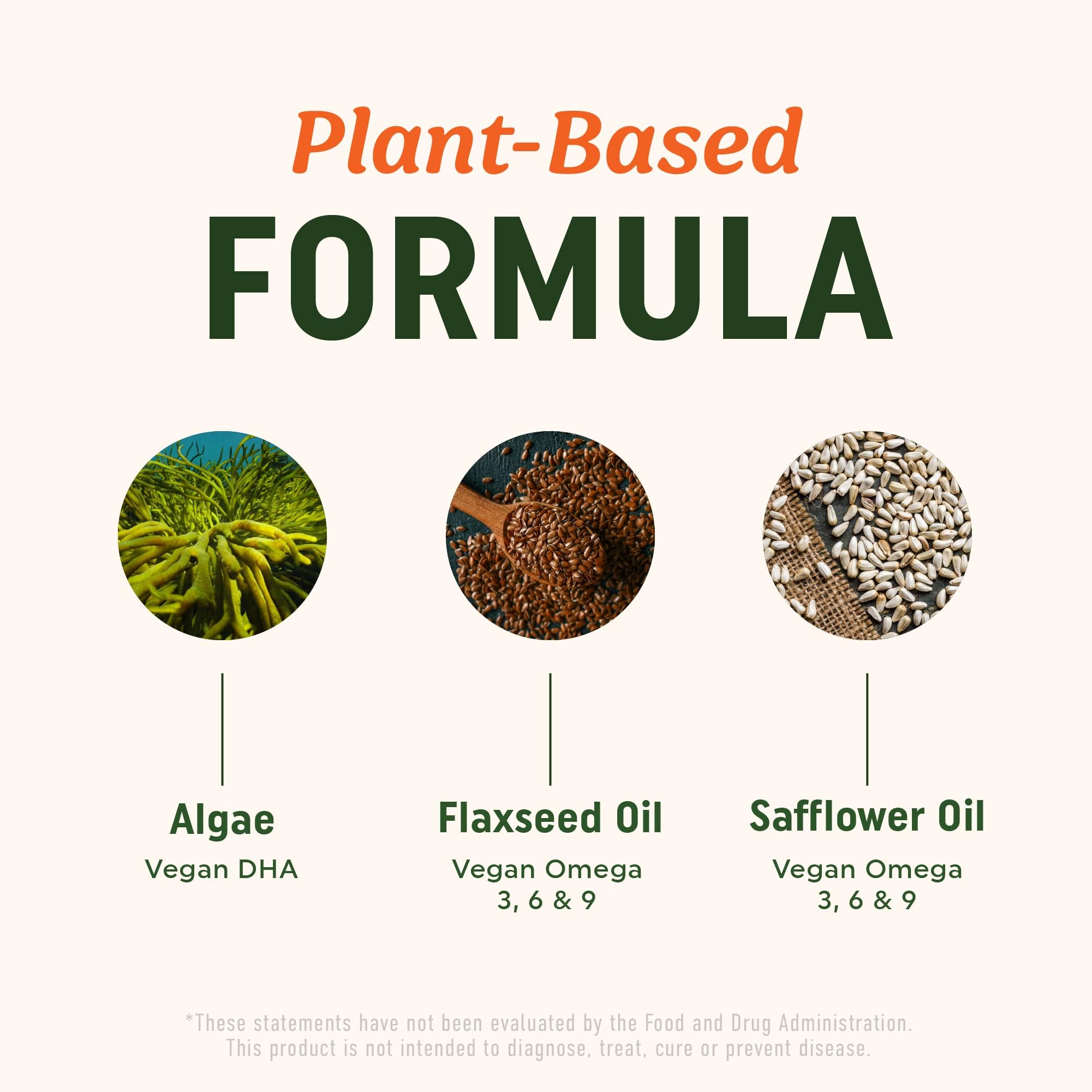 Product made from plant-based flaxseed and safflower oils