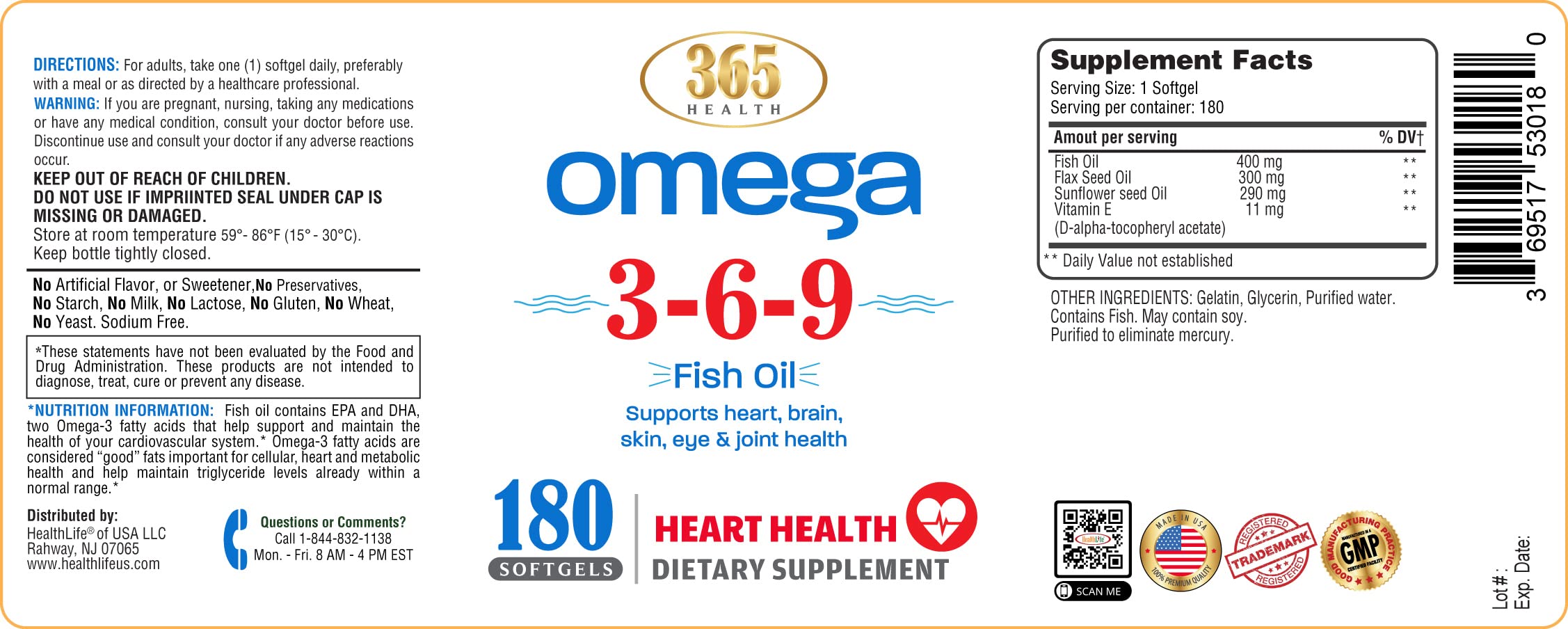 Omega 3-6-9 softgels with borage oil