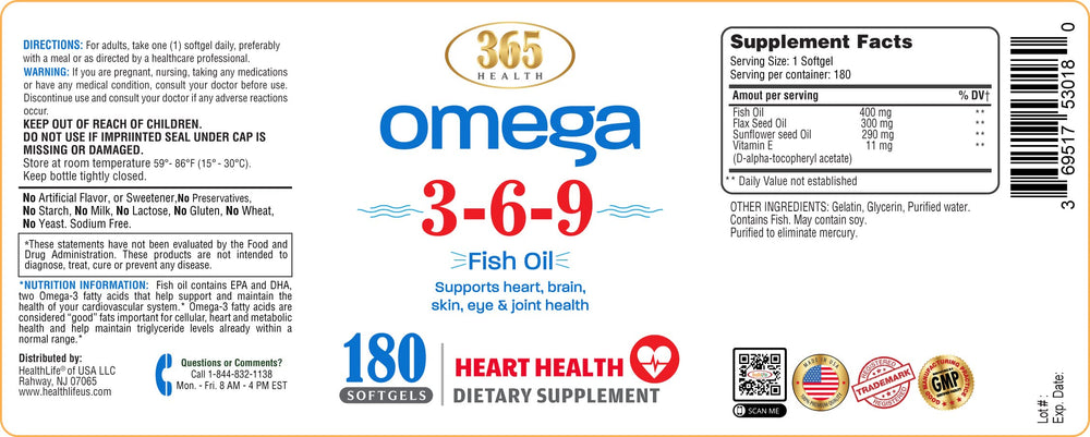 Omega 3-6-9 softgels with borage oil