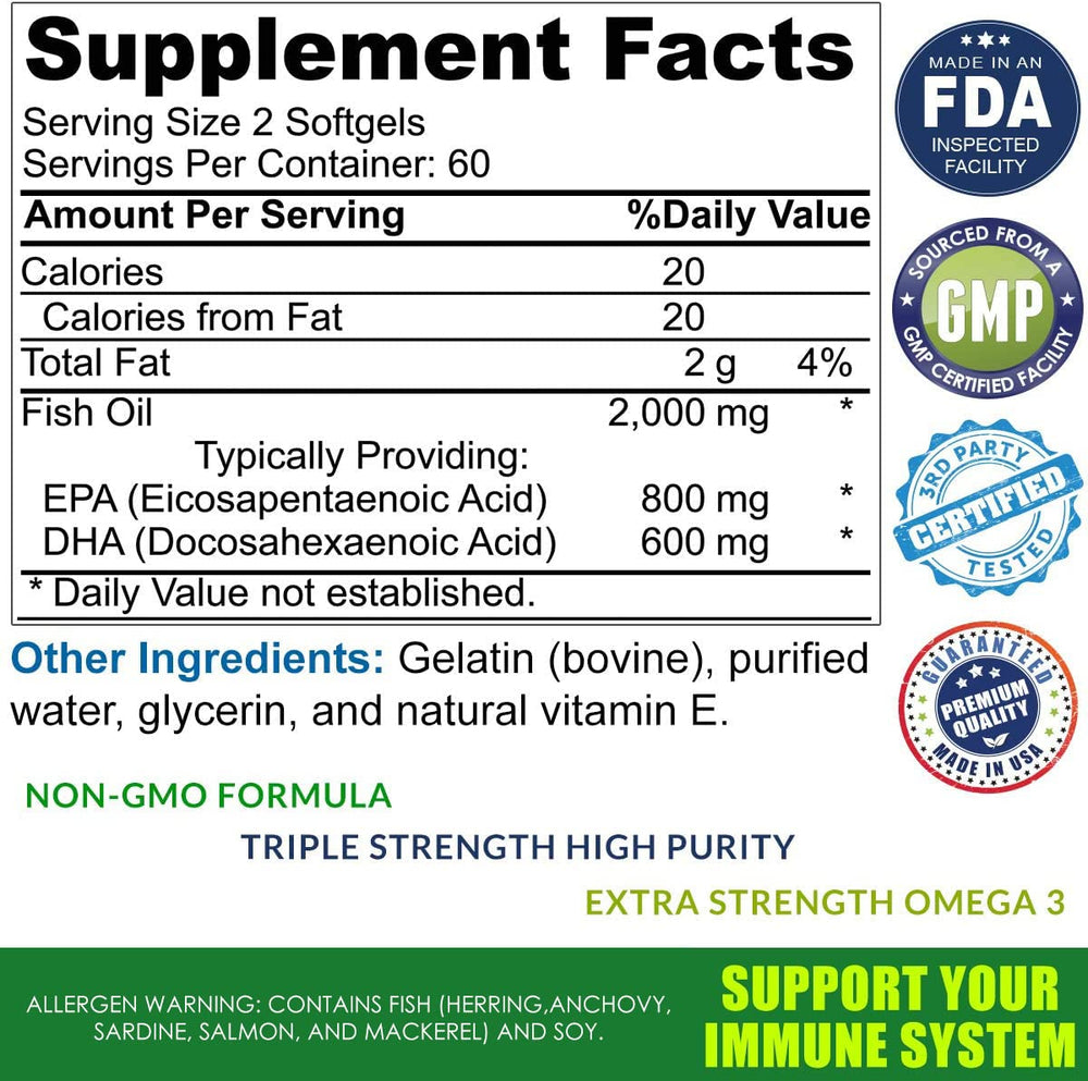 Non-GMO, USA-made omega-3 supplement details