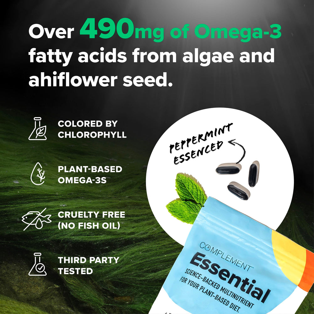 Omega-3 DHA & EPA and vitamins D3 and K2 in vegan multivitamin