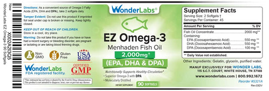 EPA 550 mg, DHA 550 mg, DPA 100 mg omega-3 profile