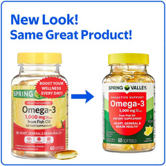 60-count bottle packaging for omega-3 fish oil softgels
