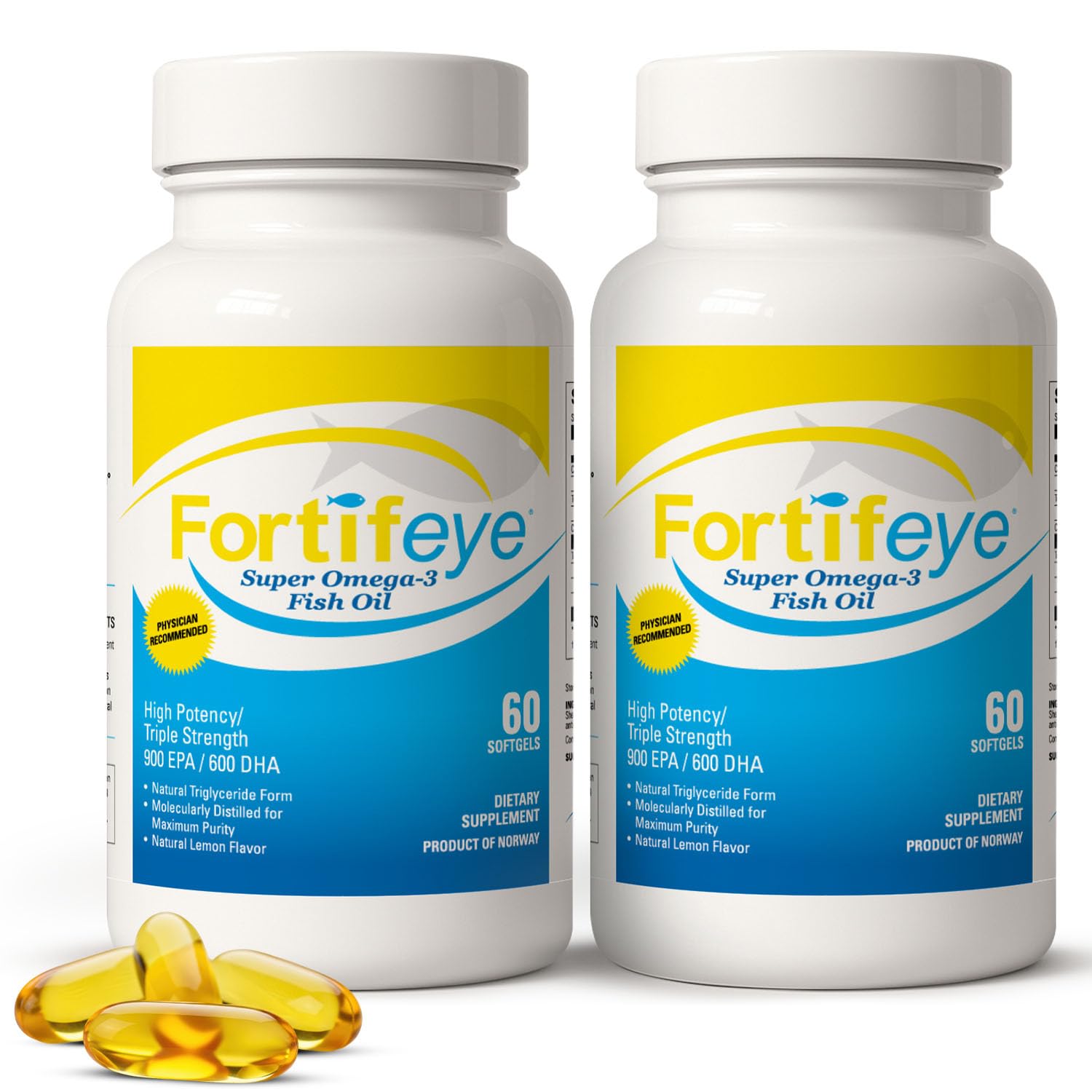 Bottle front view of Omega 3 Fish Oil 120-count