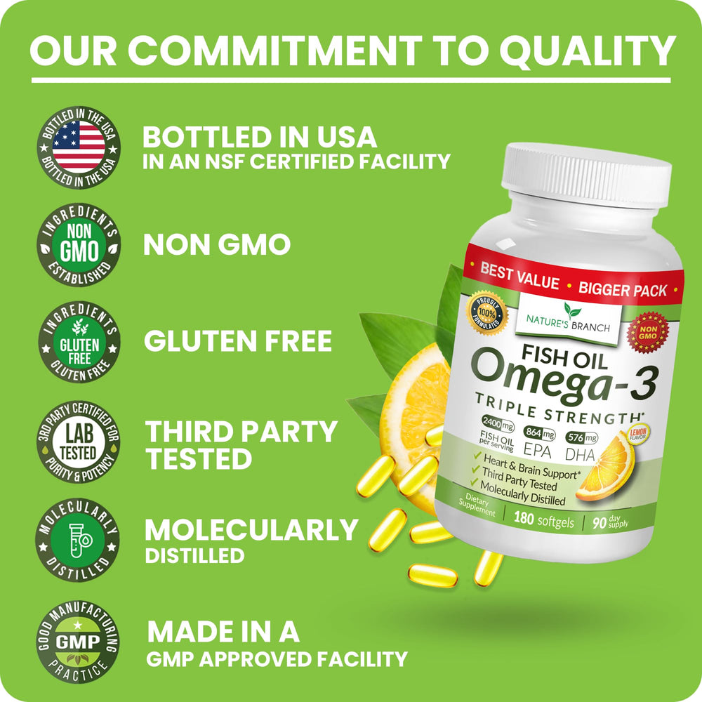 Non-GMO, gluten-free omega-3 supplement label