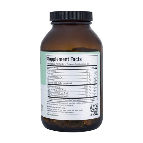Close-up label showing EPA 680 mg and DHA 460 mg per serving