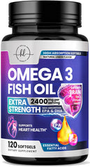 Omega-3 Fish Oil 2400mg bottle with 120 softgels - hero image