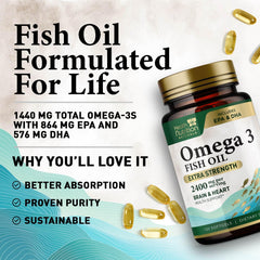 Omega-3 Fish Oil 2400 mg bottle side view
