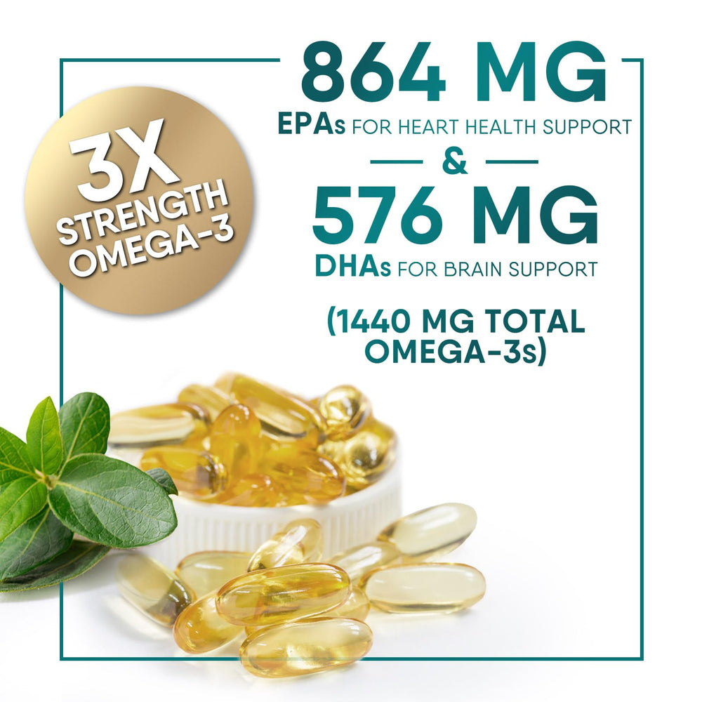 Brain and heart health icons representing omega-3 benefits
