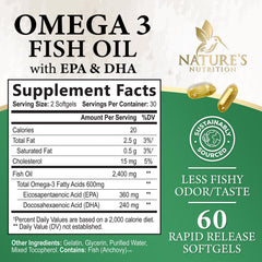 Close-up of triple-strength EPA and DHA label on bottle