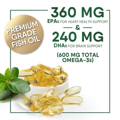 Non-GMO and gluten-free omega-3 fish oil packaging