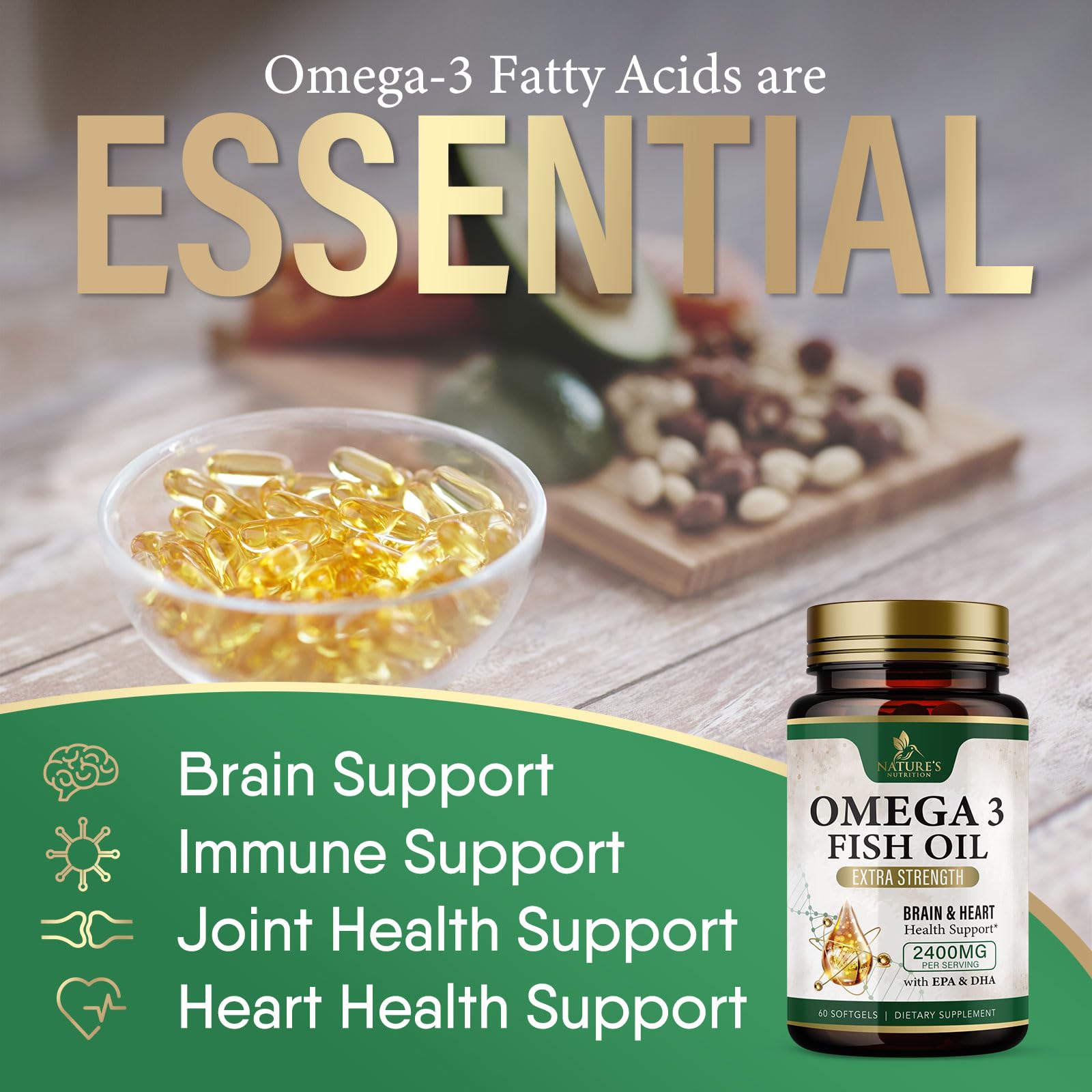 USA-bottled omega-3 fish oil product on display