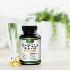 60 softgels omega-3 fish oil bottle shown on shelf