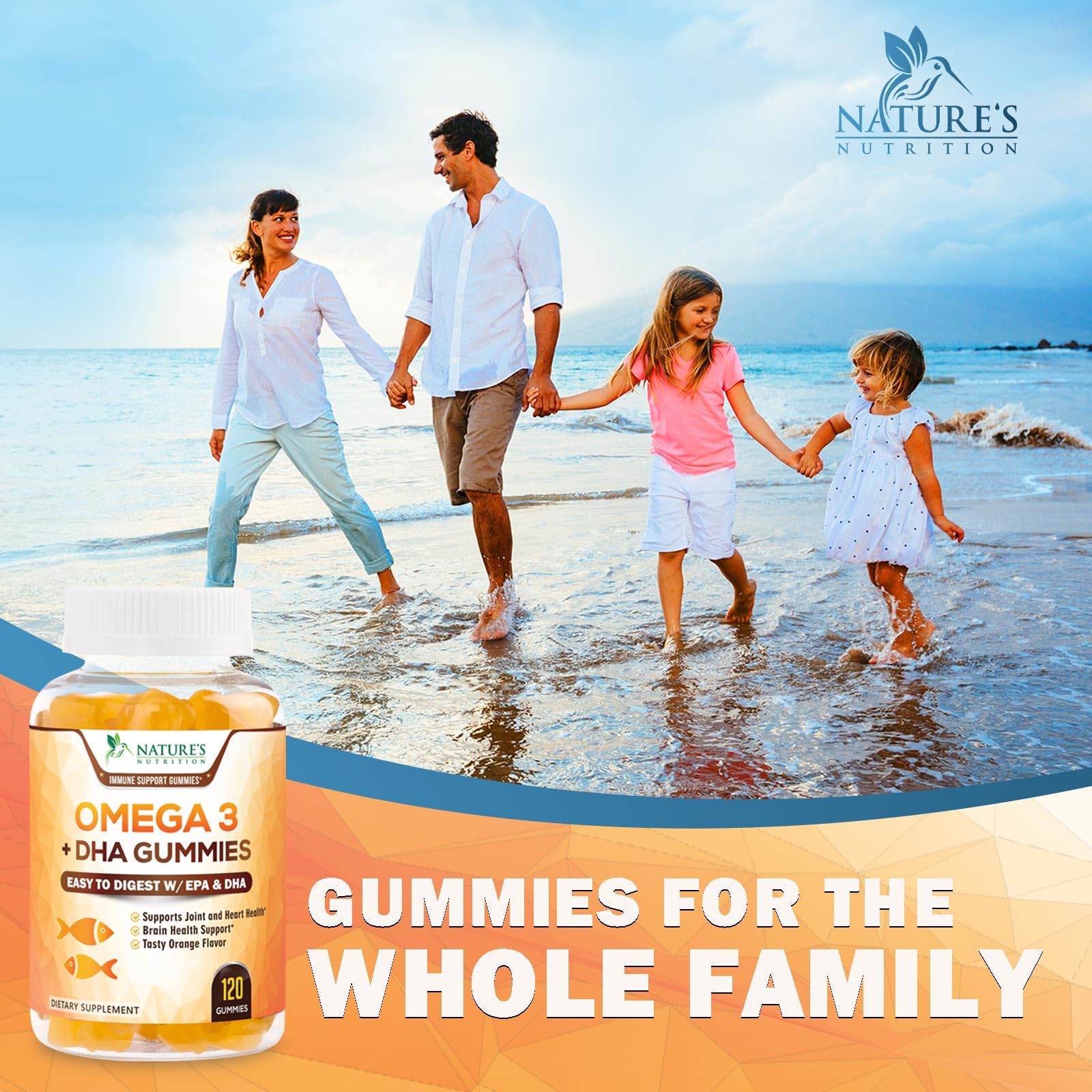 Packaging box of 120 Omega 3 Fish Oil Gummies