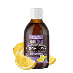 5X Ultimate Strength Omega-3 Fish Oil Liquid bottle with Lemon flavor, 7.60 fl oz